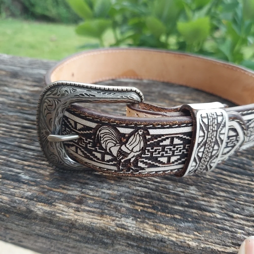 Genuine Leather Mexican Embroidered Western Belt